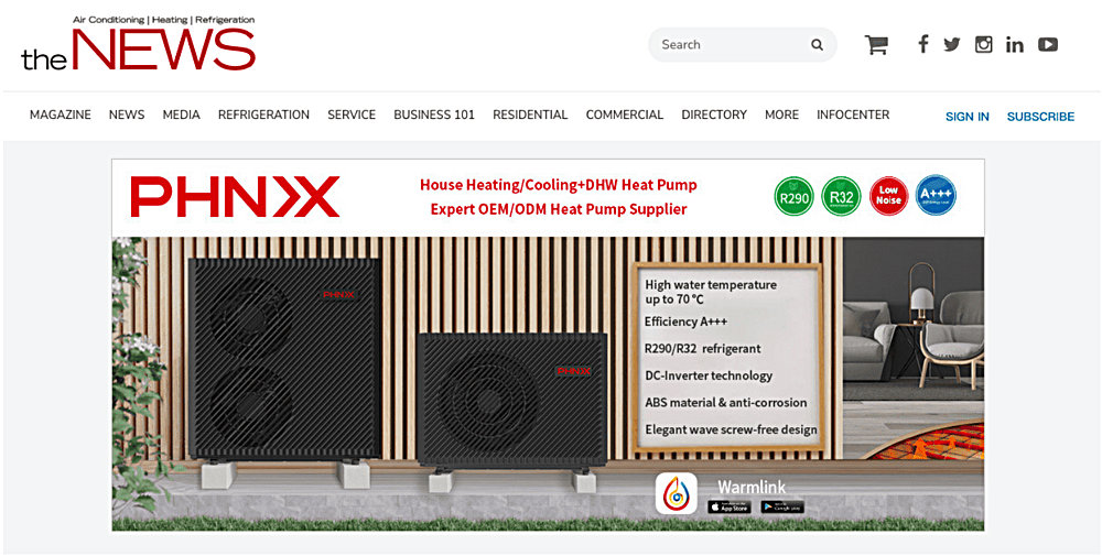 芬尼空氣能被歐洲暖通行業(yè)媒體TheNews頭版頭條重磅報道